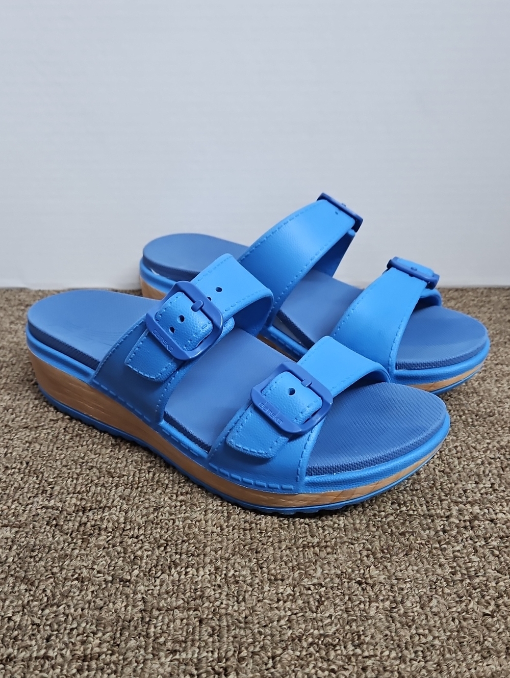 Dansko Kandi Blue Slide Platform Sandals Sz 39 / 8.5 - 9 Womens
